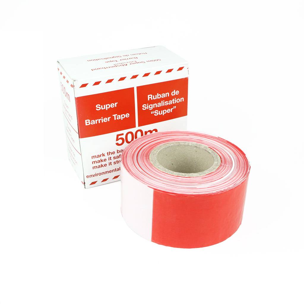 Afzetlint 500 m op rol - Wit & Rood - 50000 cm x 80 mm x - - Polyethyleen (PE) - - Voor binnen & buiten-0