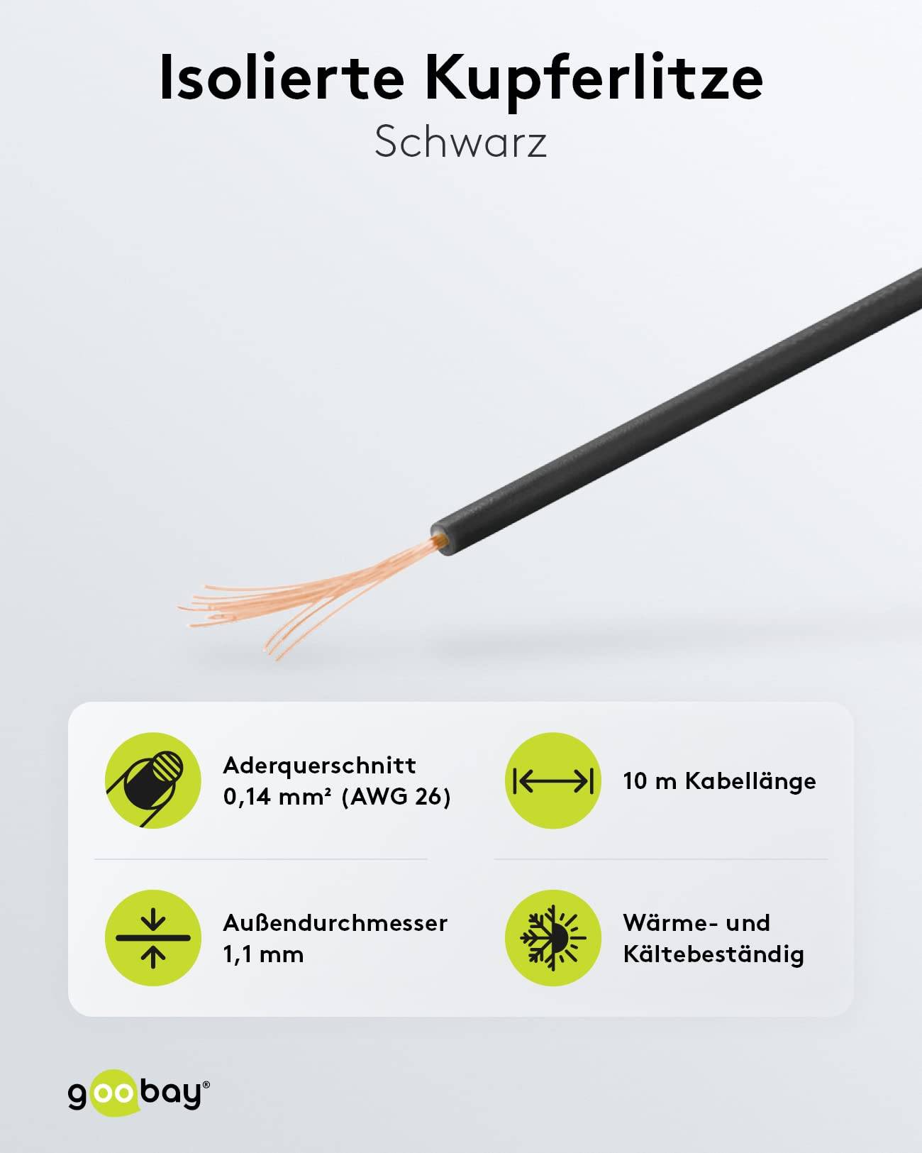 10m zwart 1x 0,14mm geisoleerd koperdraad voor hobby toepassingen - 10 meter-1