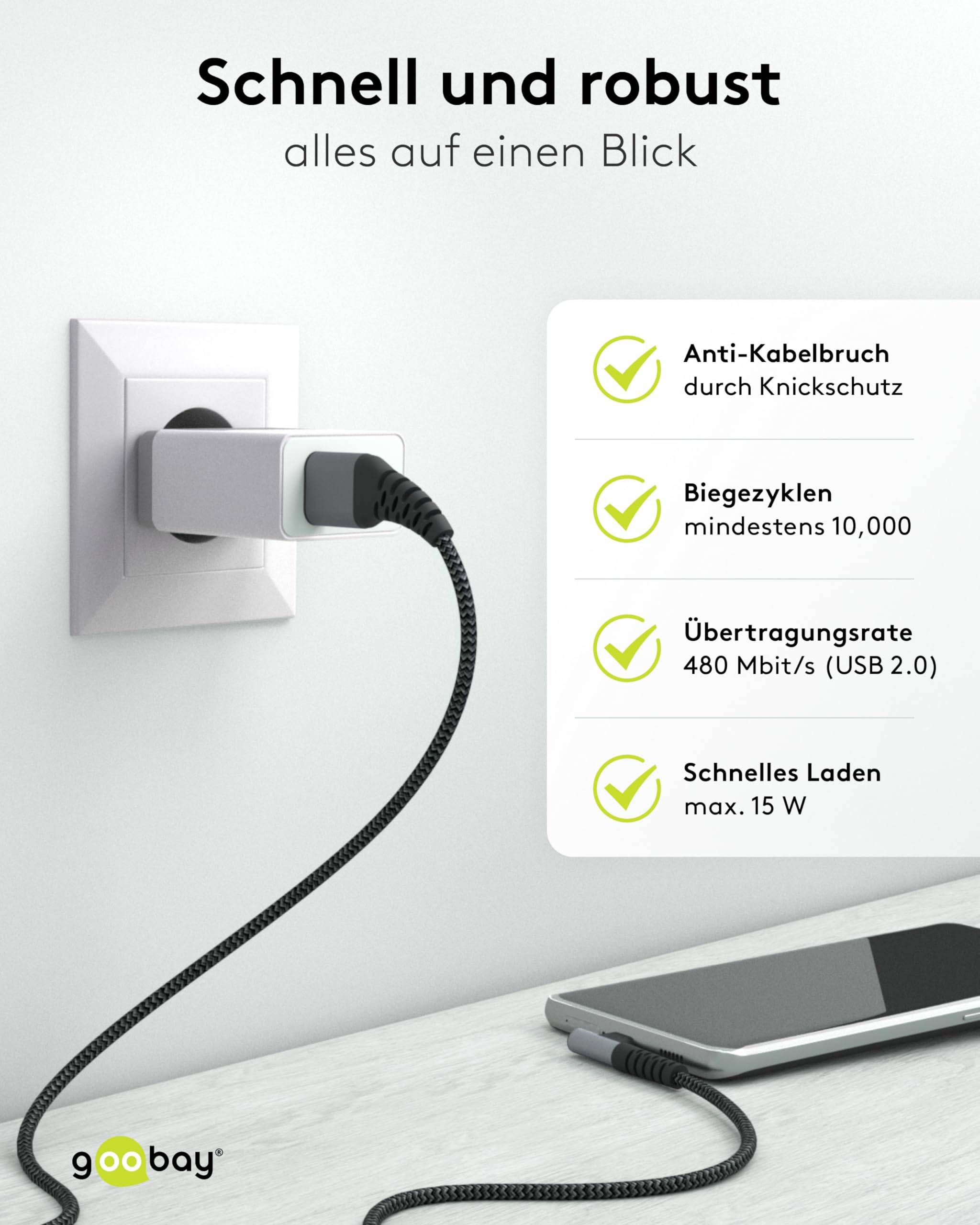 Goobay USB-C haaks (links/rechts) naar USB-A kabel - USB2.0 - tot 3A / nylon - 0,50 meter-6