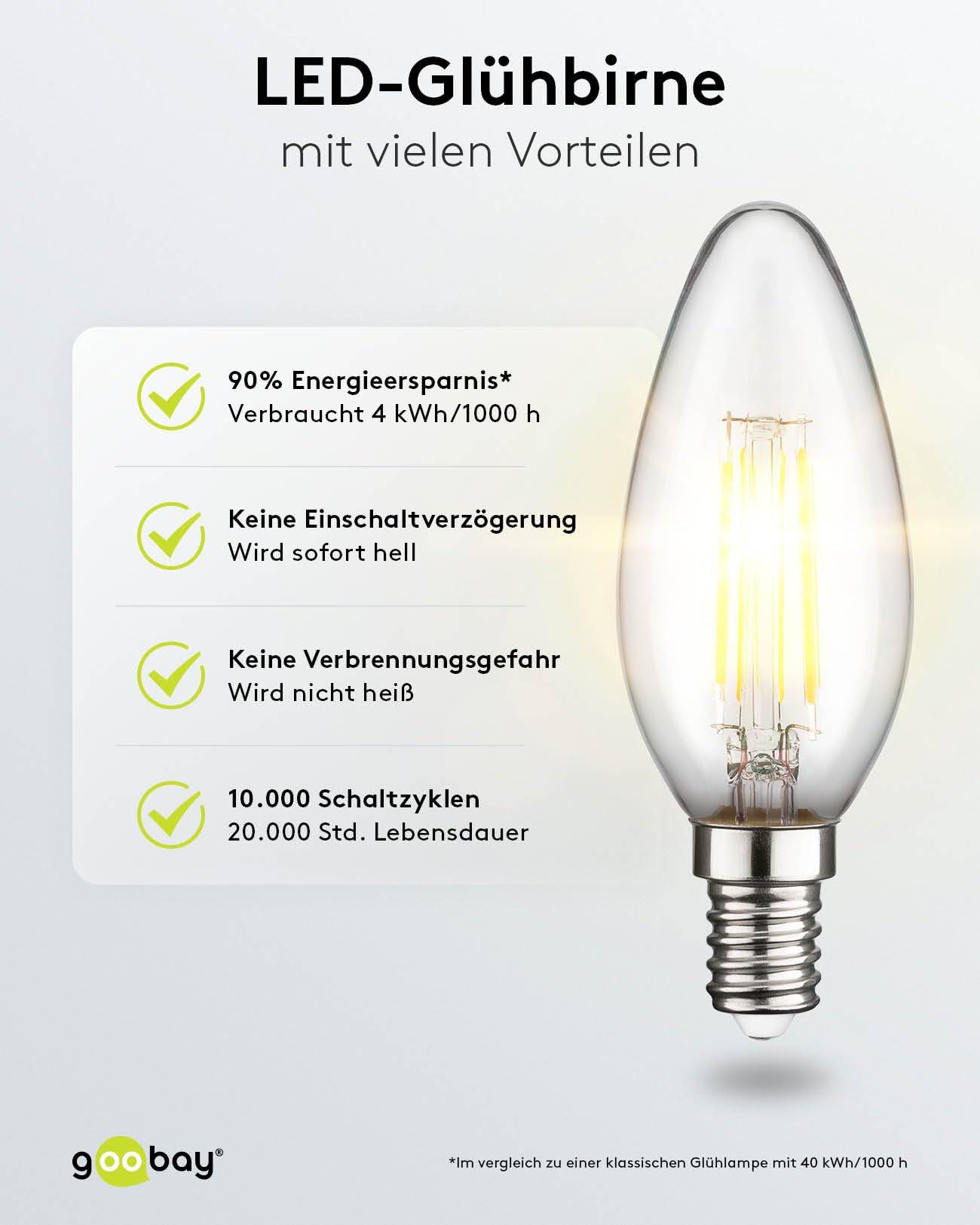 Goobay LED-filamentlamp | warm wit | E14 | C35 | 4W-4