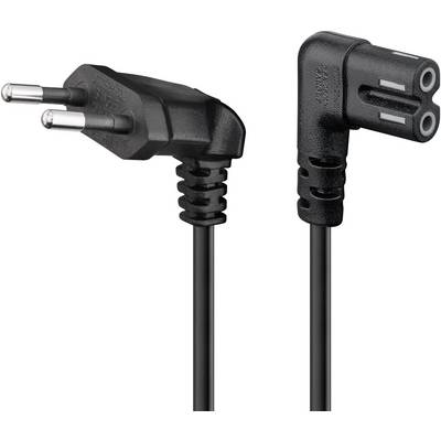 C7 (haaks links/rechts) - CEE 7/16 (haaks boven/beneden) stroomkabel - voor o.a. Sonos - 2x 0,75mm / zwart - 2 meter-0
