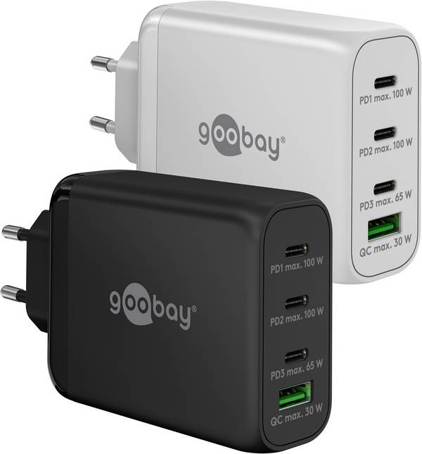 Goobay thuislader met 3x USB-C PD en 1x USB-A QC - GaN - 100W / wit