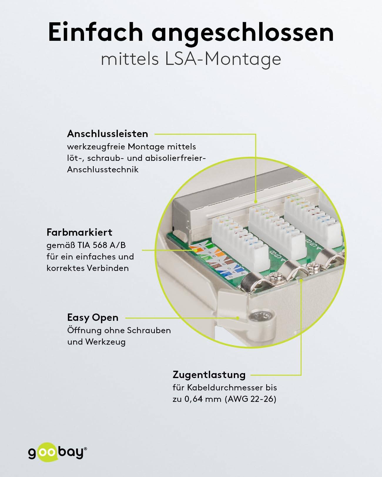 GOOBAY GOOBAY-62063 Patch panel; grijs; RJ45-aansluiting x8; Aantal poorten: 8 - 1 stuk-1