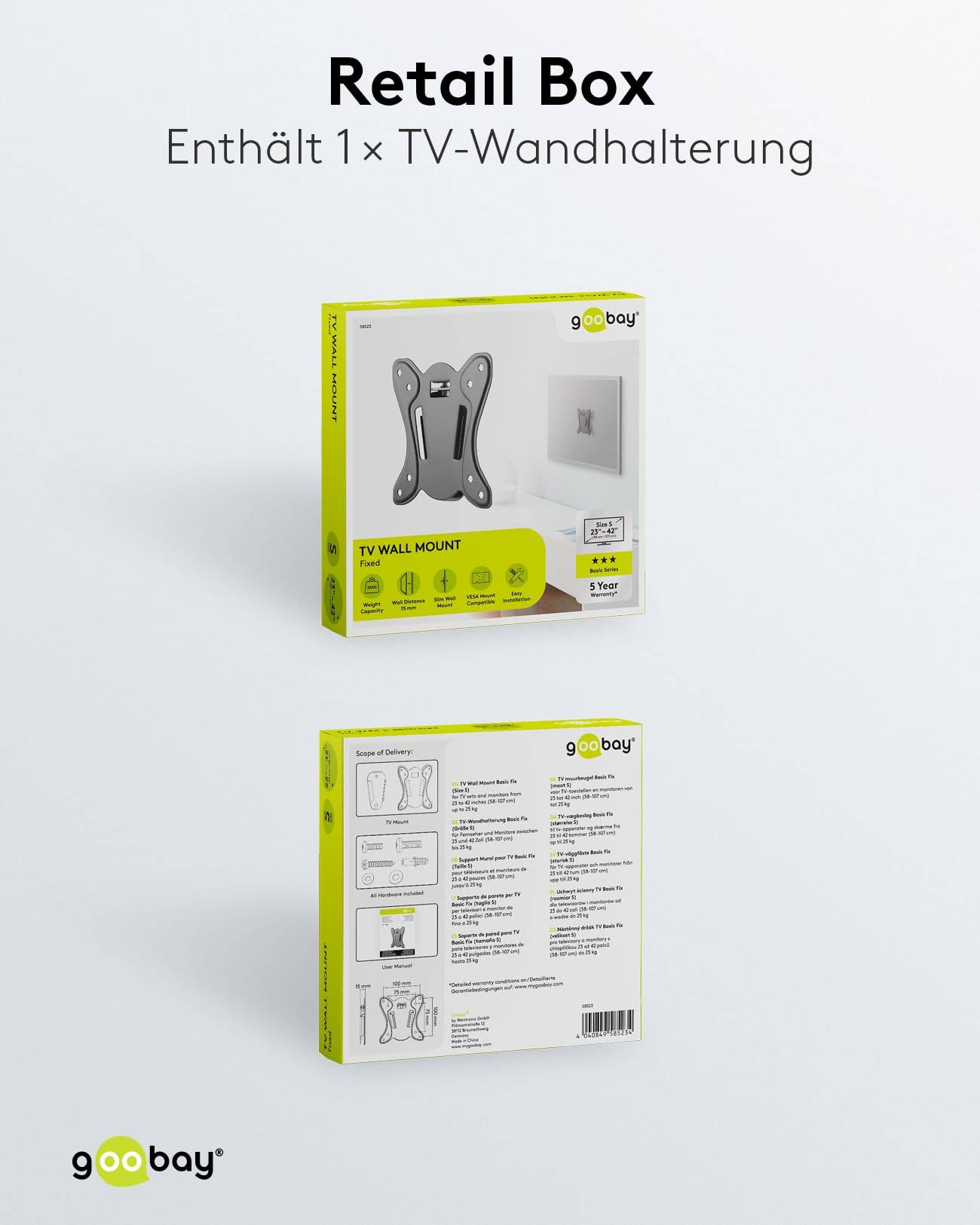Goobay TV-muurbeugel | tot 42 inch | vast-5