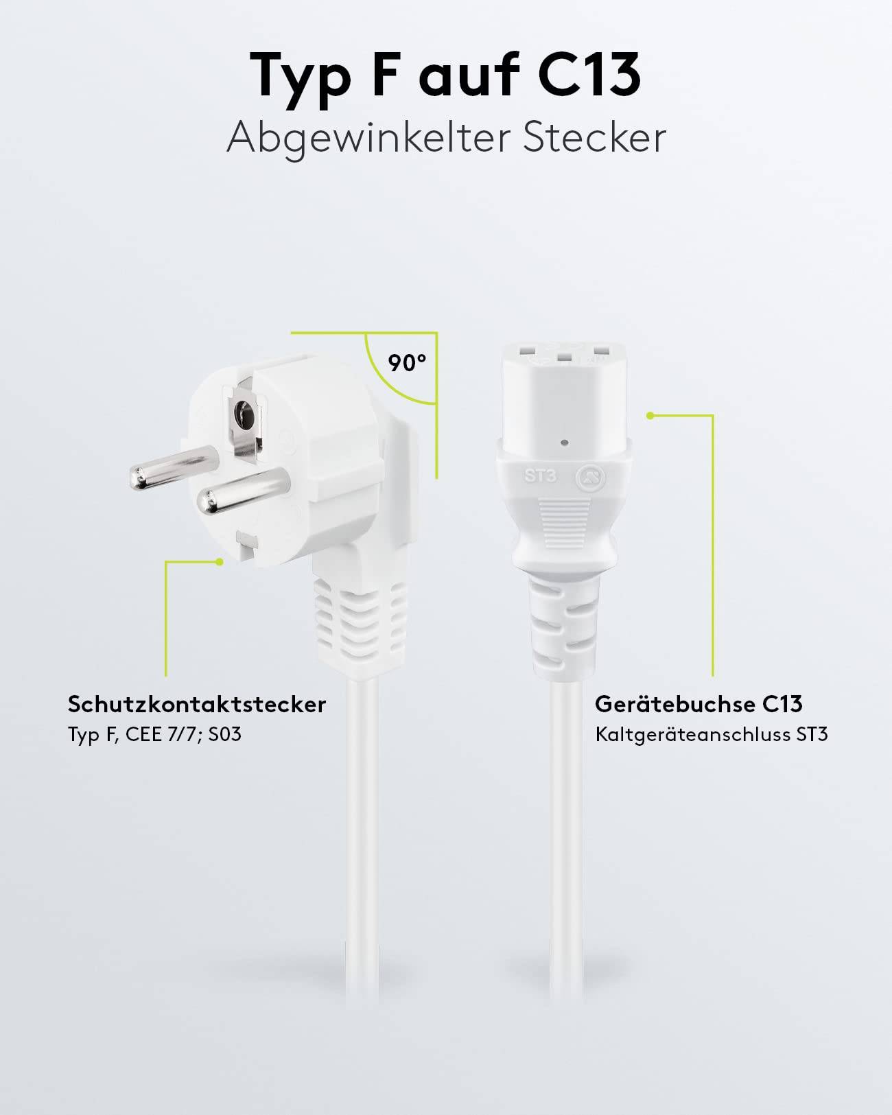 Goobay 96030 Apparaat (koud) Netkabel Wit 1.5 m 90° haaks naar onder-2