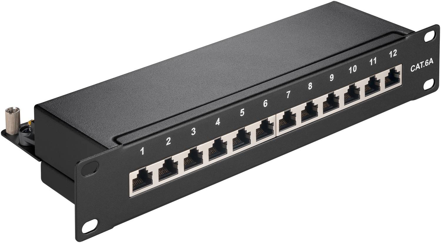 GOOBAY GOOBAY-93796 Patch panel; RACK; zwart; RJ45-aansluiting x12; rack 10"; 10" - 1 stuk