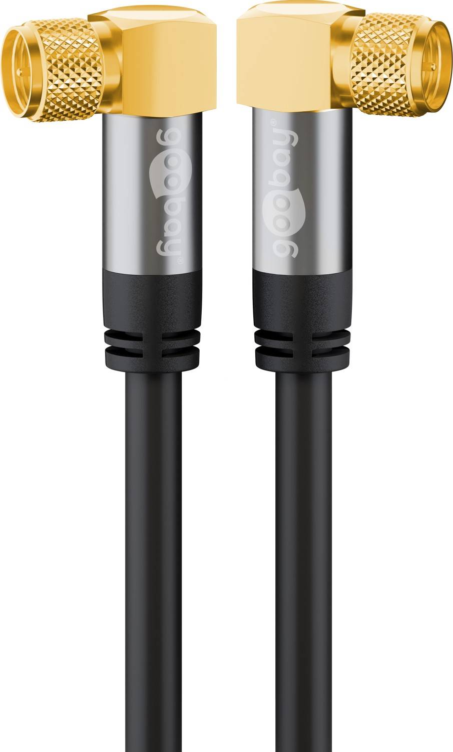 Goobay F (m) - F (m) coaxkabel | 135 dB | koper | haaks | verguld | zwart | 3 meter-0