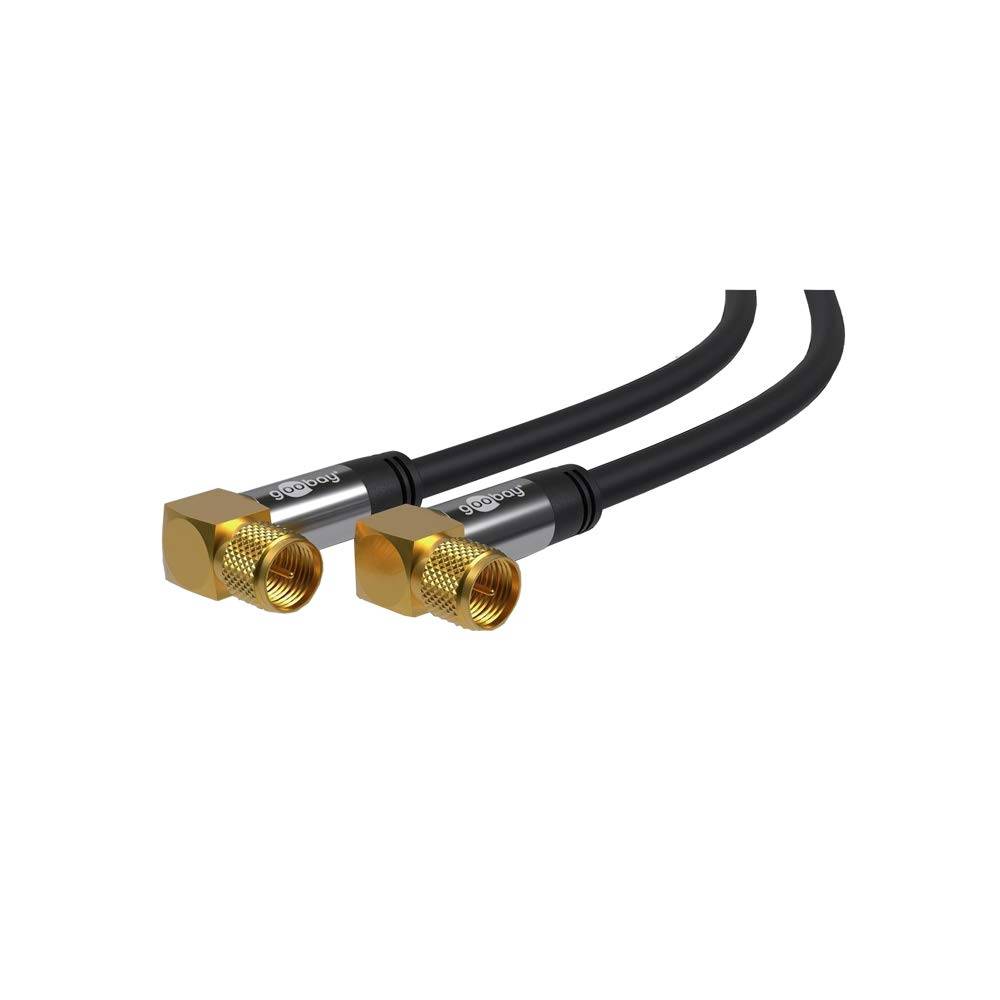 Goobay F (m) - F (m) coaxkabel | 135 dB | koper | haaks | verguld | zwart | 3 meter-3