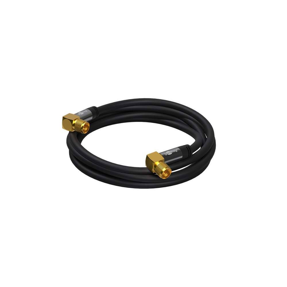Goobay F (m) - F (m) coaxkabel | 135 dB | koper | haaks | verguld | zwart | 3 meter-4