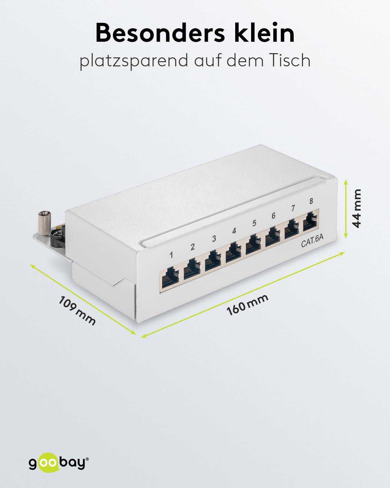 GOOBAY GOOBAY-62063 Patch panel; grijs; RJ45-aansluiting x8; Aantal poorten: 8 - 1 stuk-3