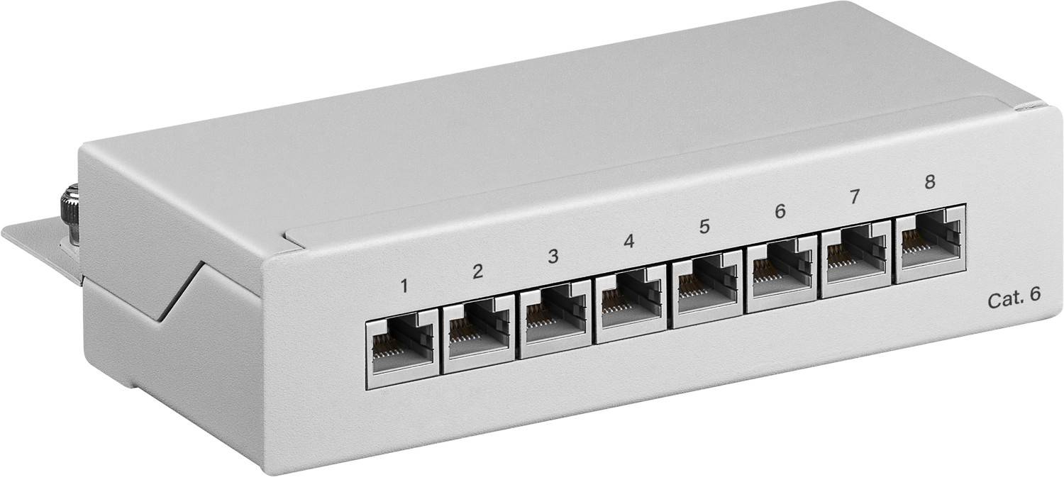 GOOBAY GOOBAY-93047 Patch panel; grijs; RJ45-aansluiting x8; Aantal poorten: 8; Cat 6 - 1 stuk