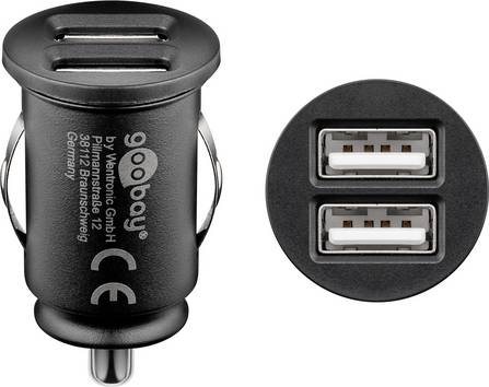 Dubbele USB autolader (2xUSB) 12W max 2,4A (12/24V) 2xUSB