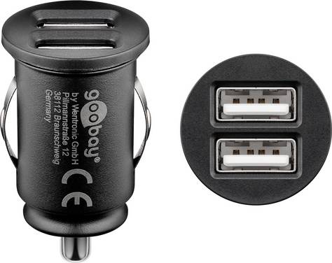 Dubbele USB autolader (2xUSB) 12W max 2,4A (12/24V) 2xUSB