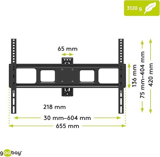 Goobay TV-Wandhalterung Basic FULLMOTION (L) für Fernseher von 37" bis 70" (94-178 cm) , vollbeweglich (schwenkbar und n-1