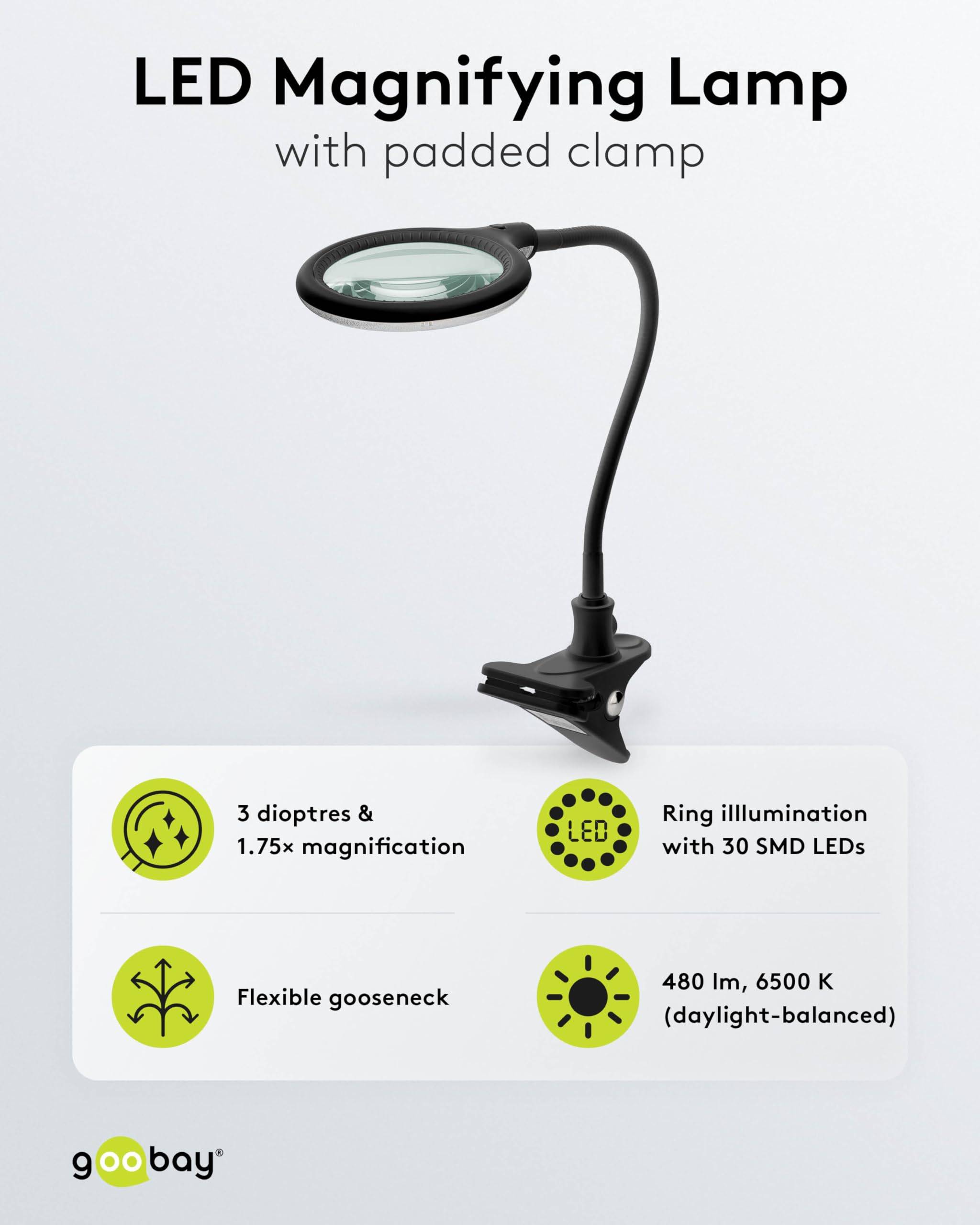 Goobay LED loeplamp | 480 lm | 6W | bureauklem | zwart-1