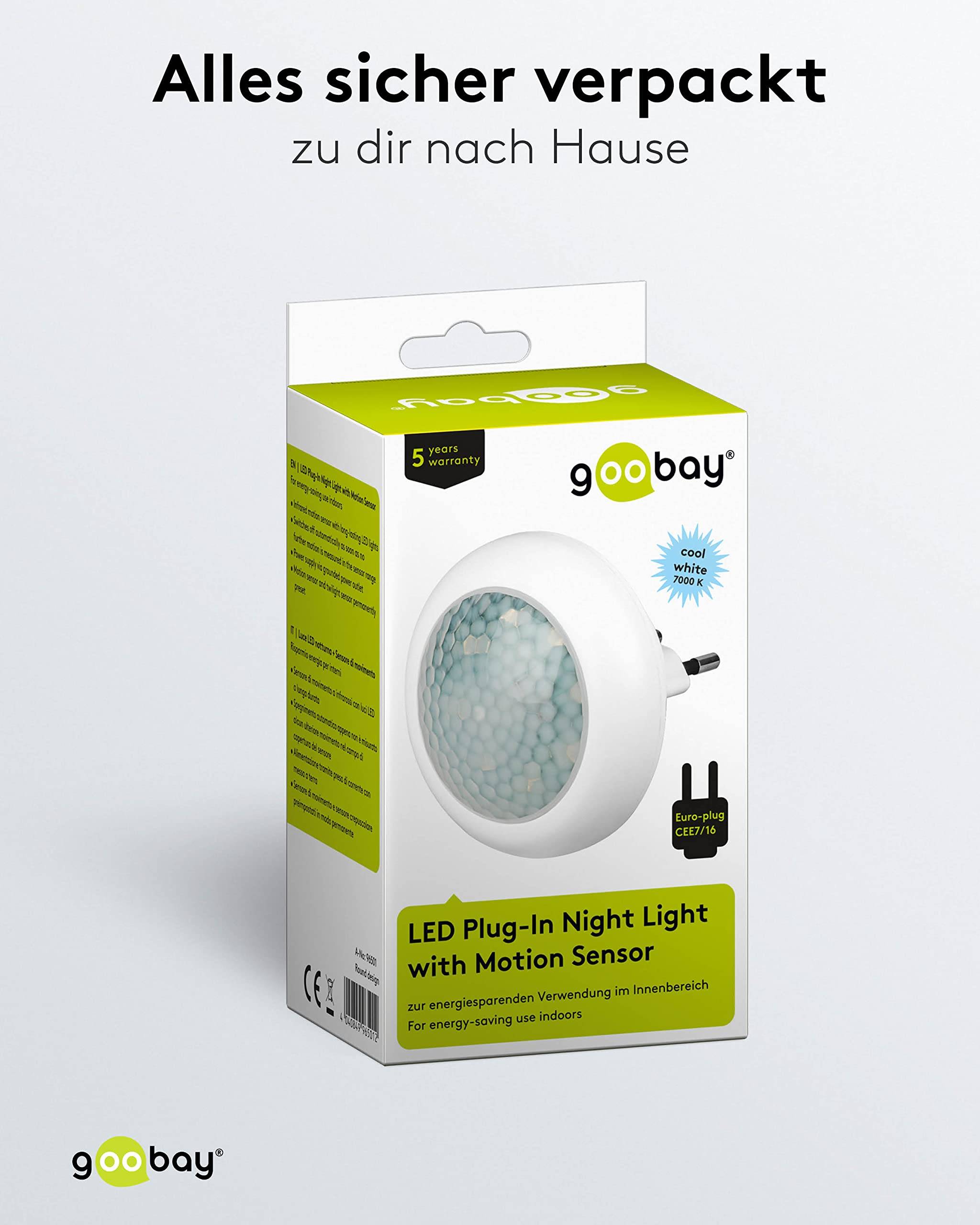 Goobay LED nachtlamp met bewegingssensor | plug-in | koel wit | IP20-5