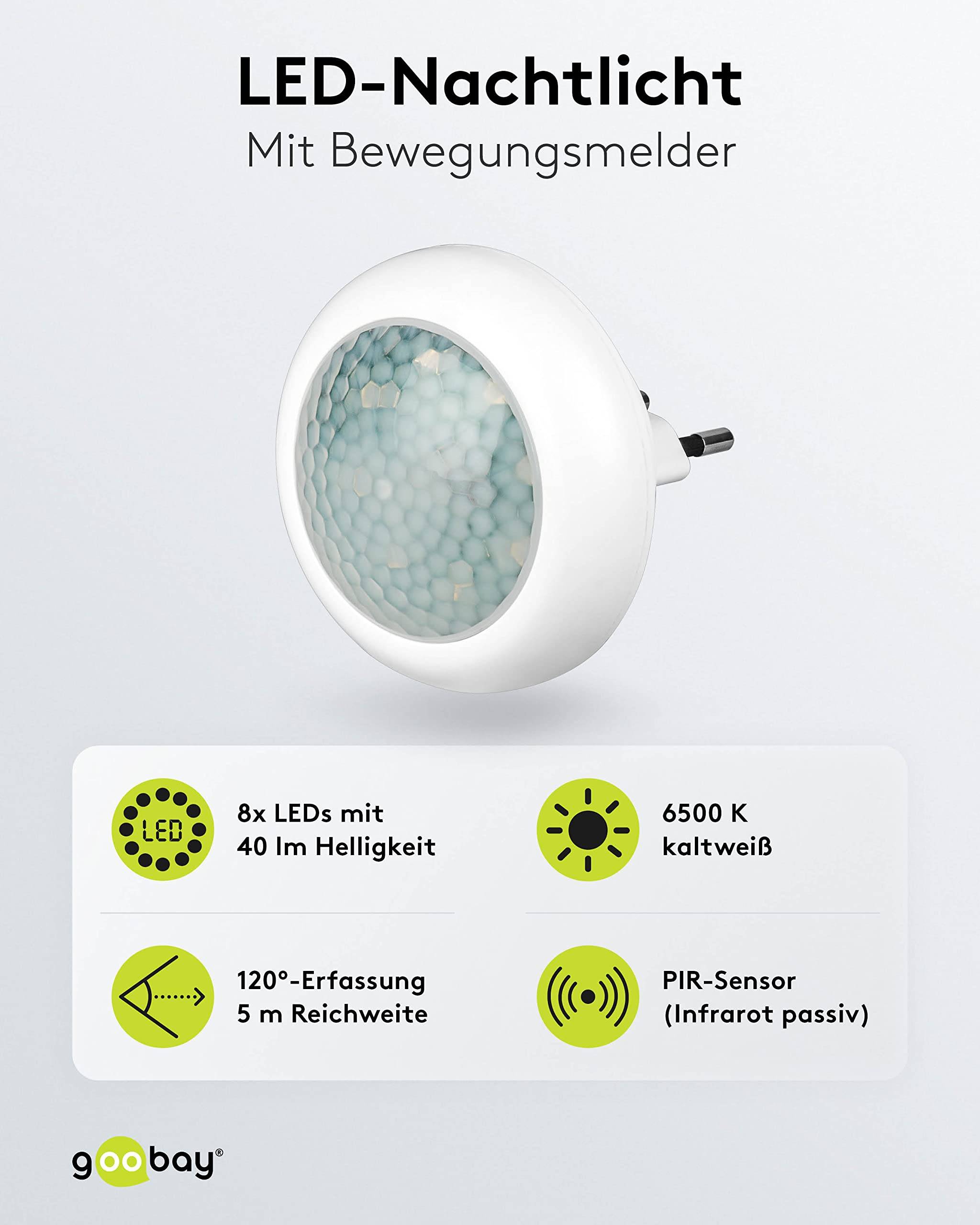 Goobay LED nachtlamp met bewegingssensor | plug-in | koel wit | IP20-1