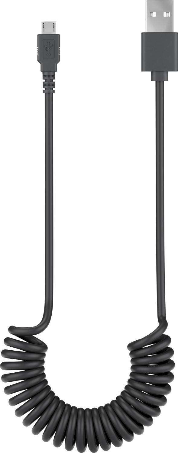 USB Micro B naar USB-A spiraalkabel - USB2.0 - tot 1A / zwart - 1 meter