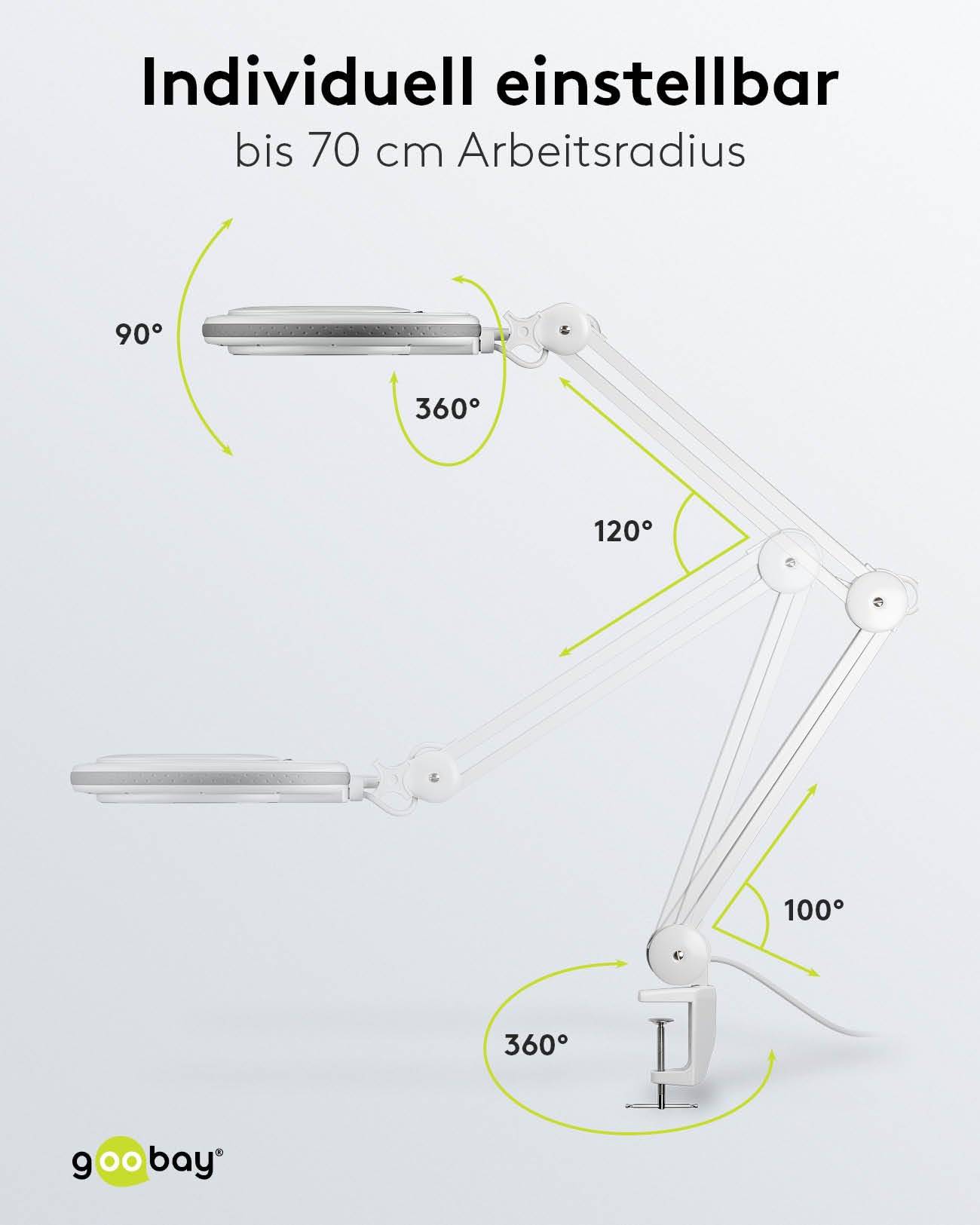 Goobay LED loeplamp | 650 lm | 8W | bureauklem | wit-3