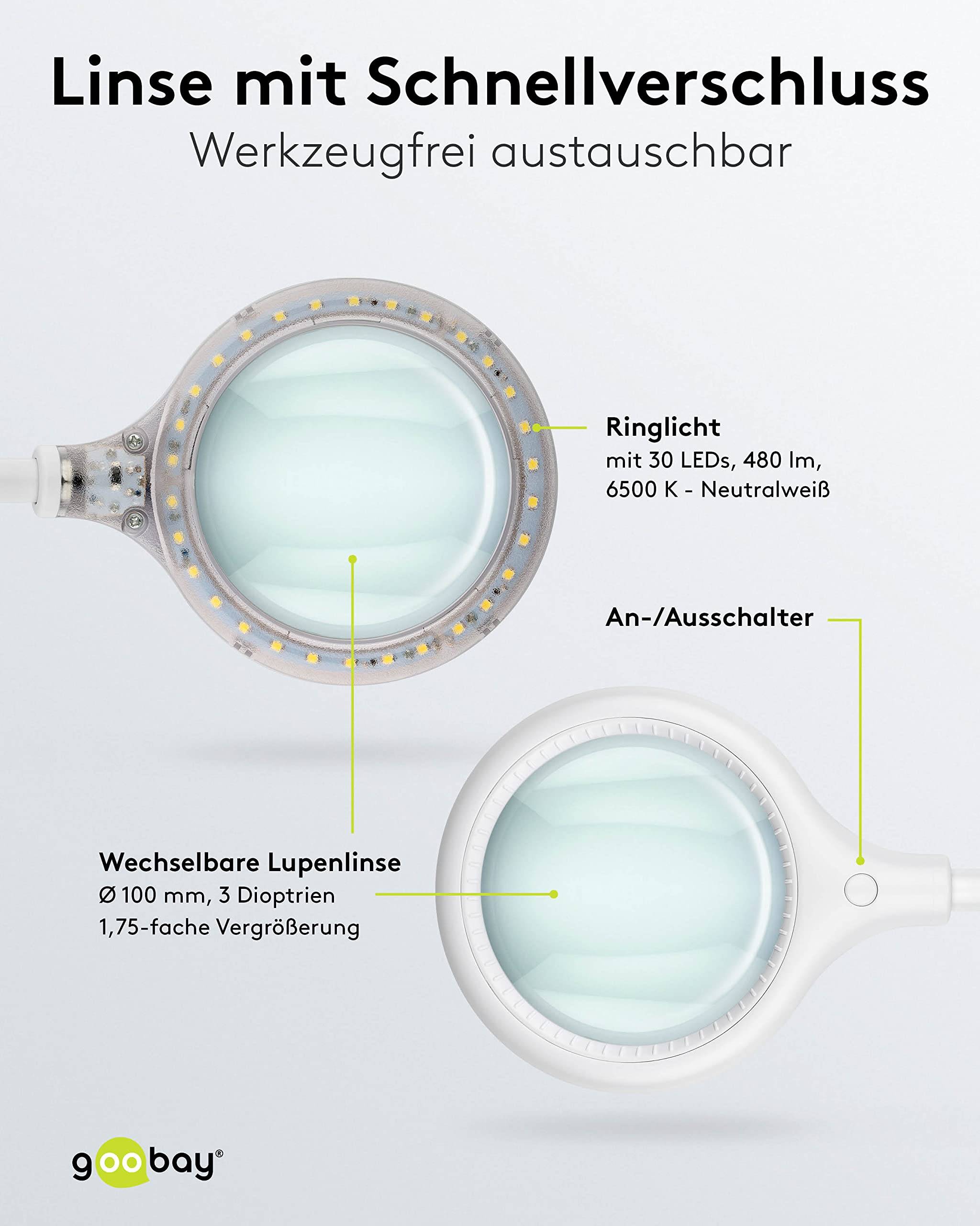 Goobay LED loeplamp | 480 lm | 6W | bureauklem | wit-4