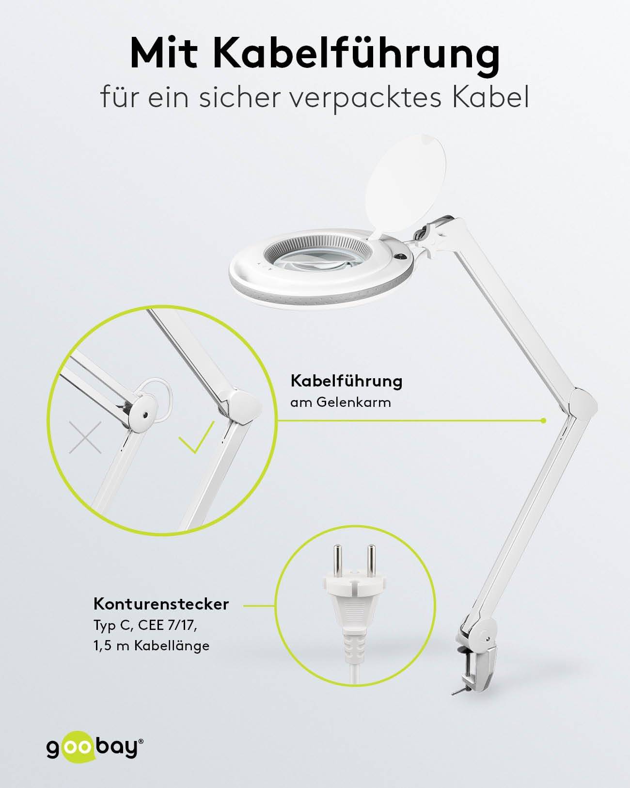 Goobay premium LED loeplamp | 730 lm (dimbaar) | 9W | bureauklem | wit-5