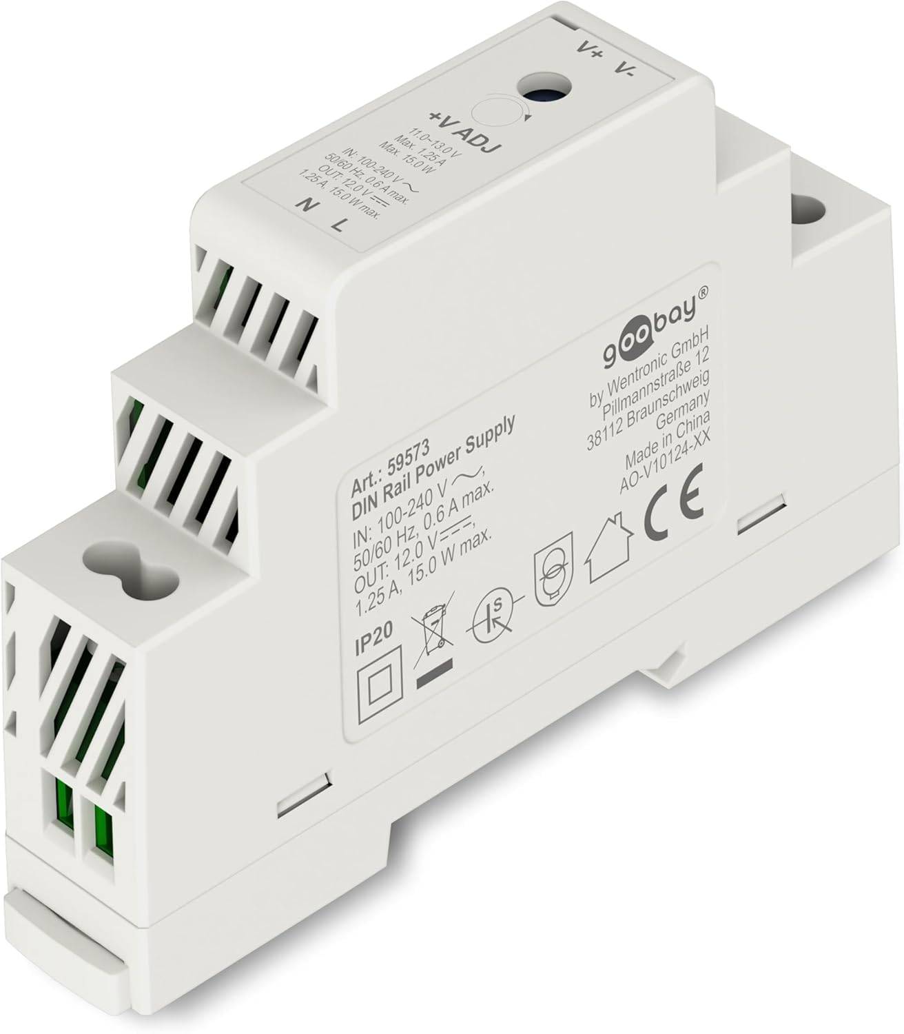 Goobay LED-transformator voor DIN-rail | 12V DC | 15W | IP20-2