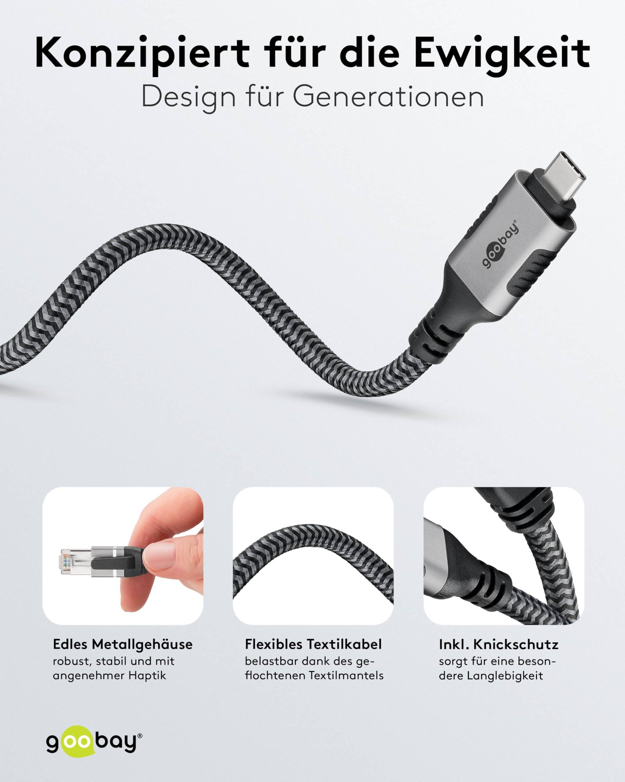 Goobay USB-C naar RJ45 LAN kabel | USB3.0 | CAT6 | zwart | 1 meter-2