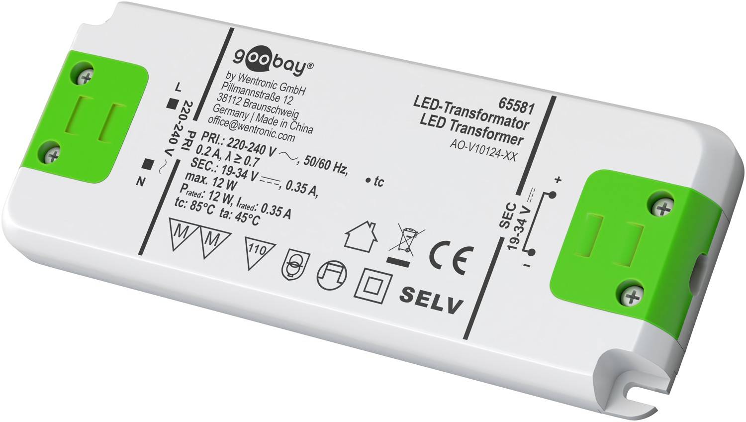 Goobay LED-transformator | 19-34V DC | 7-12W | IP20
