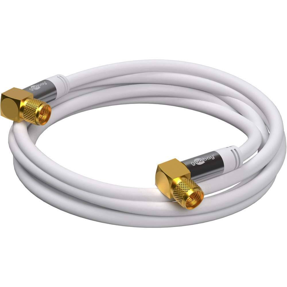 Goobay SAT Antennenkabel (135 dB typ), 4x geschirmt vergoldet, F-Stecker 90° > F-Stecker 90° 1 m-2