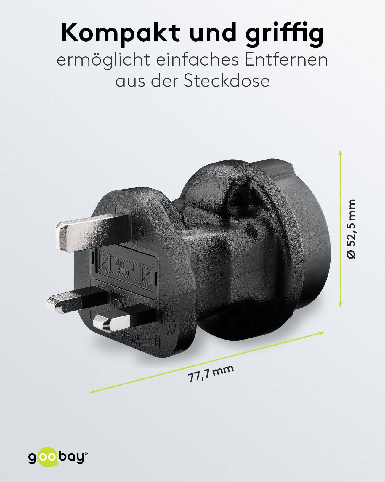 Goobay 95307 Reisstekker Goobay 95307 Reiseadapter UK Reisestecker Schutzkontakt auf UK Typ G Netzadapter-2