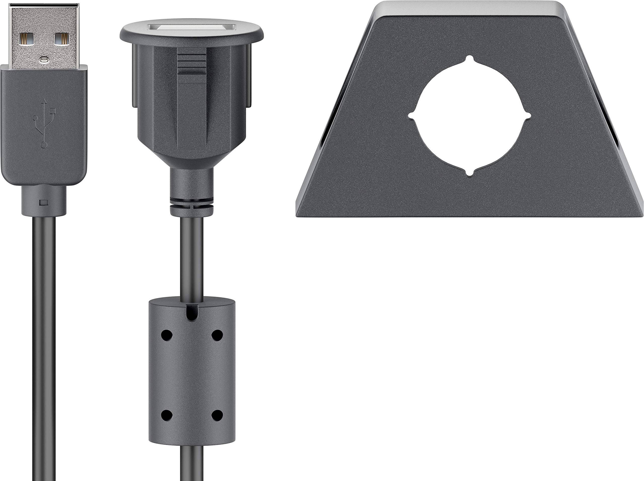 USB-A verlengkabel | opbouwmontage | USB2.0 | 2,5W | zwart | 1,2 meter-1