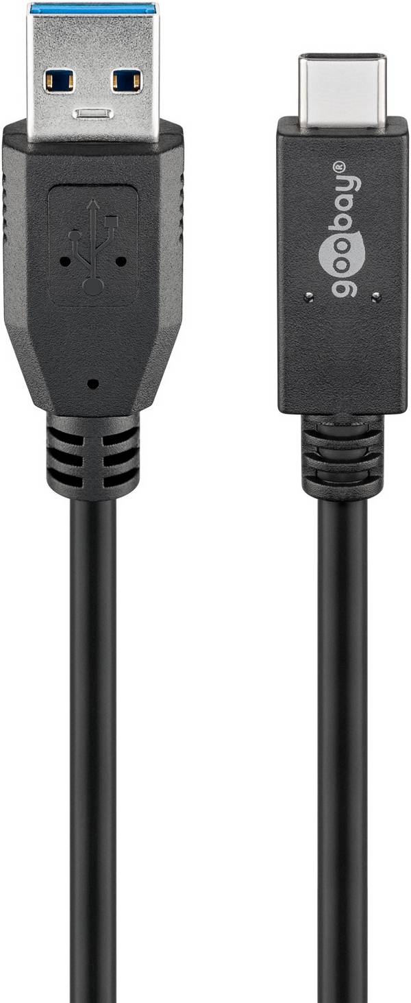 USB-C - USB-A kabel | USB3.1 10 Gbps | PD 60W | zwart | 1 meter