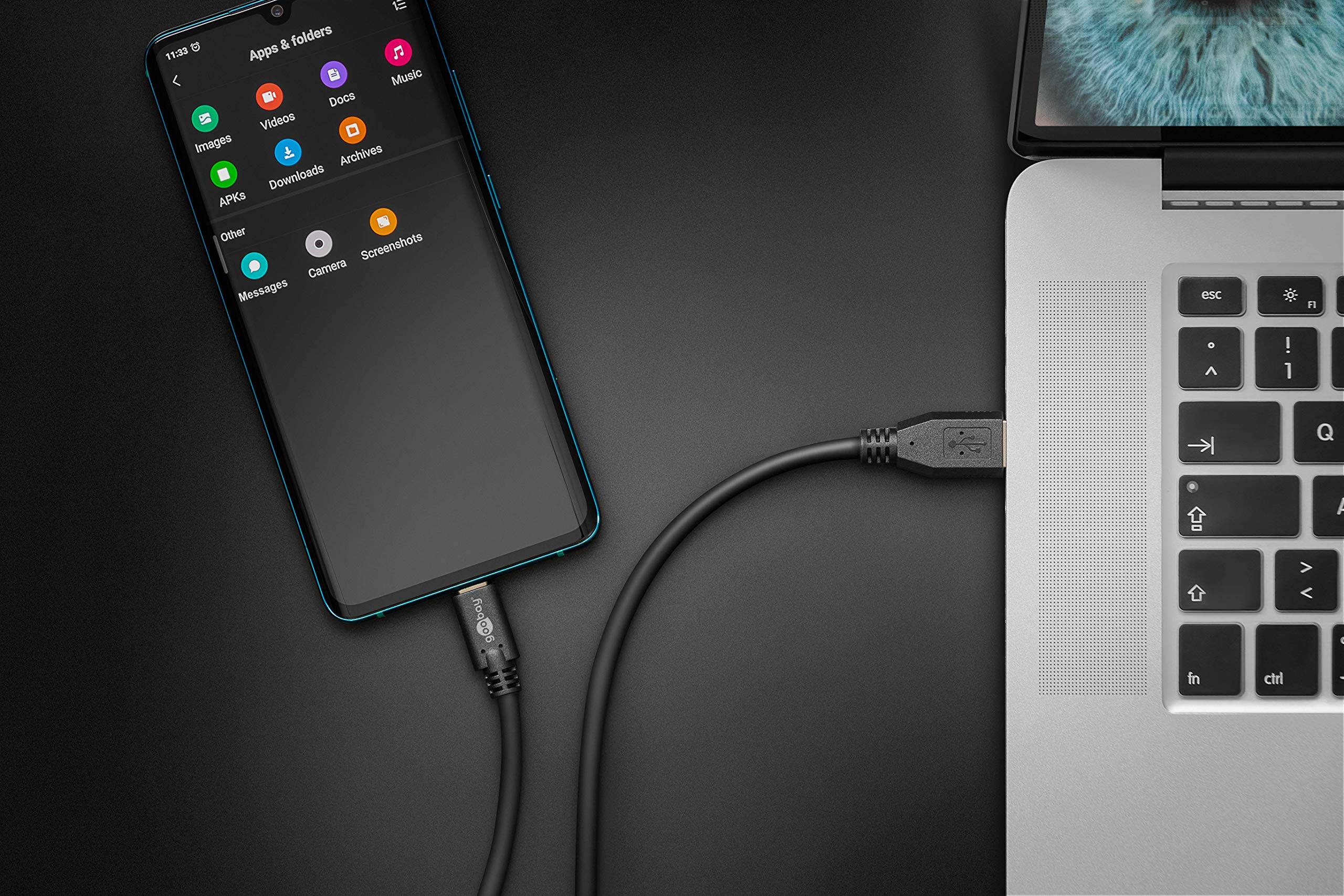 USB-C - USB-A kabel | USB3.1 10 Gbps | PD 60W | zwart | 1 meter-3