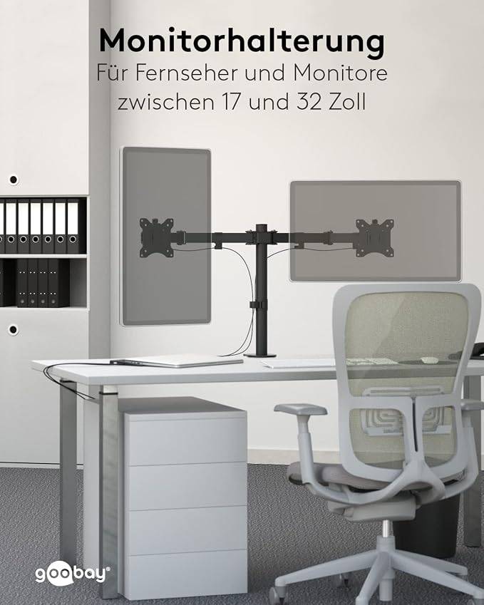 Goobay bureaubeugel voor 2 monitoren tot 32 inch | full motion-5