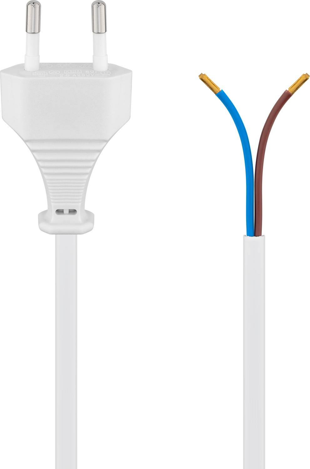 Goobay Kabel mit Eurostecker zum Konfektionieren, 1,5 m, Weiß Eurostecker (Typ C, CEE 7/16) > lose Kabelenden Weiß
