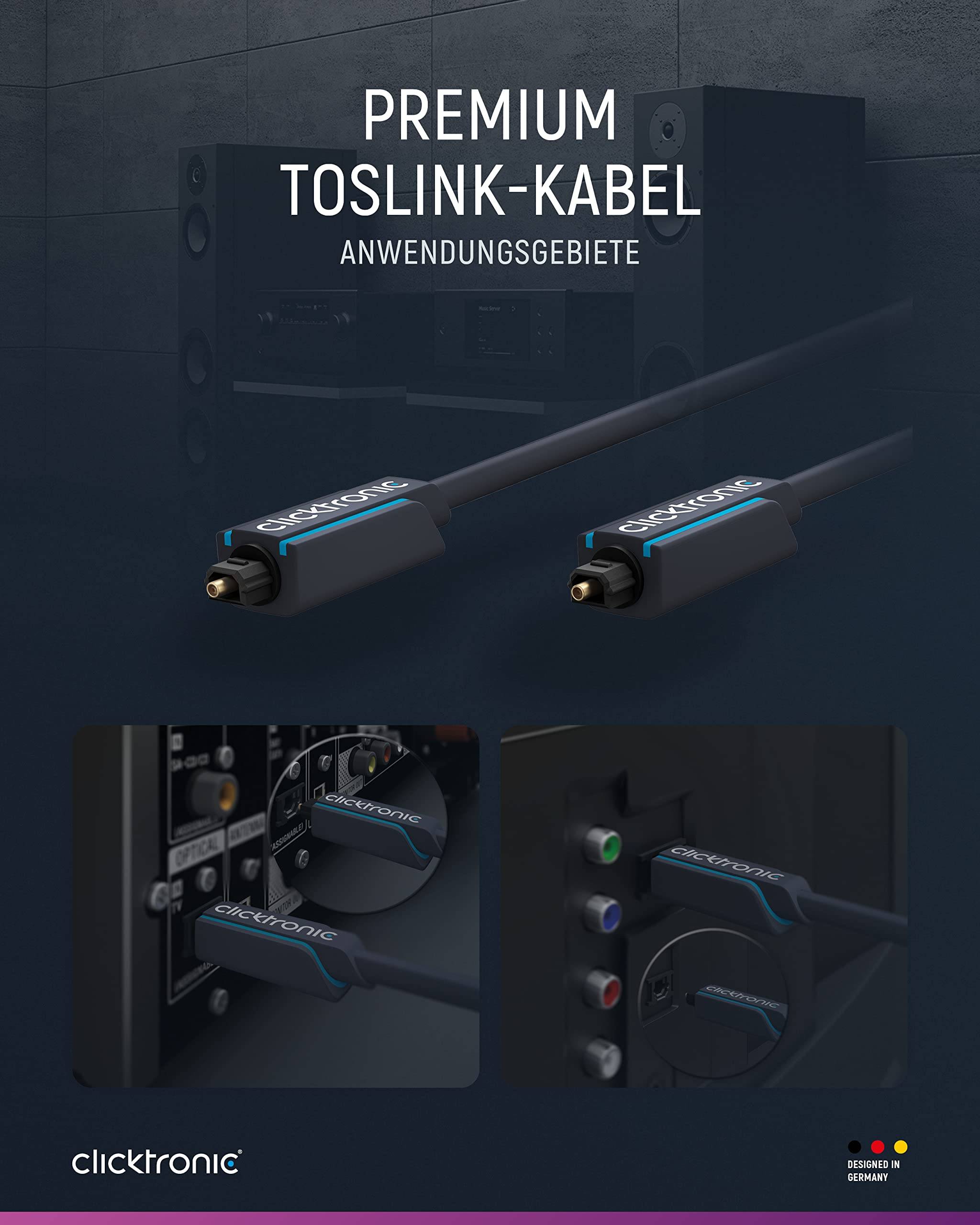 Clicktronic Toslink-Kabel Premium-Kabel | 1x Toslink-Stecker 1x Toslink-Stecker | 0,5 m | Polymer-Lichtwellenleiter 0.5-3