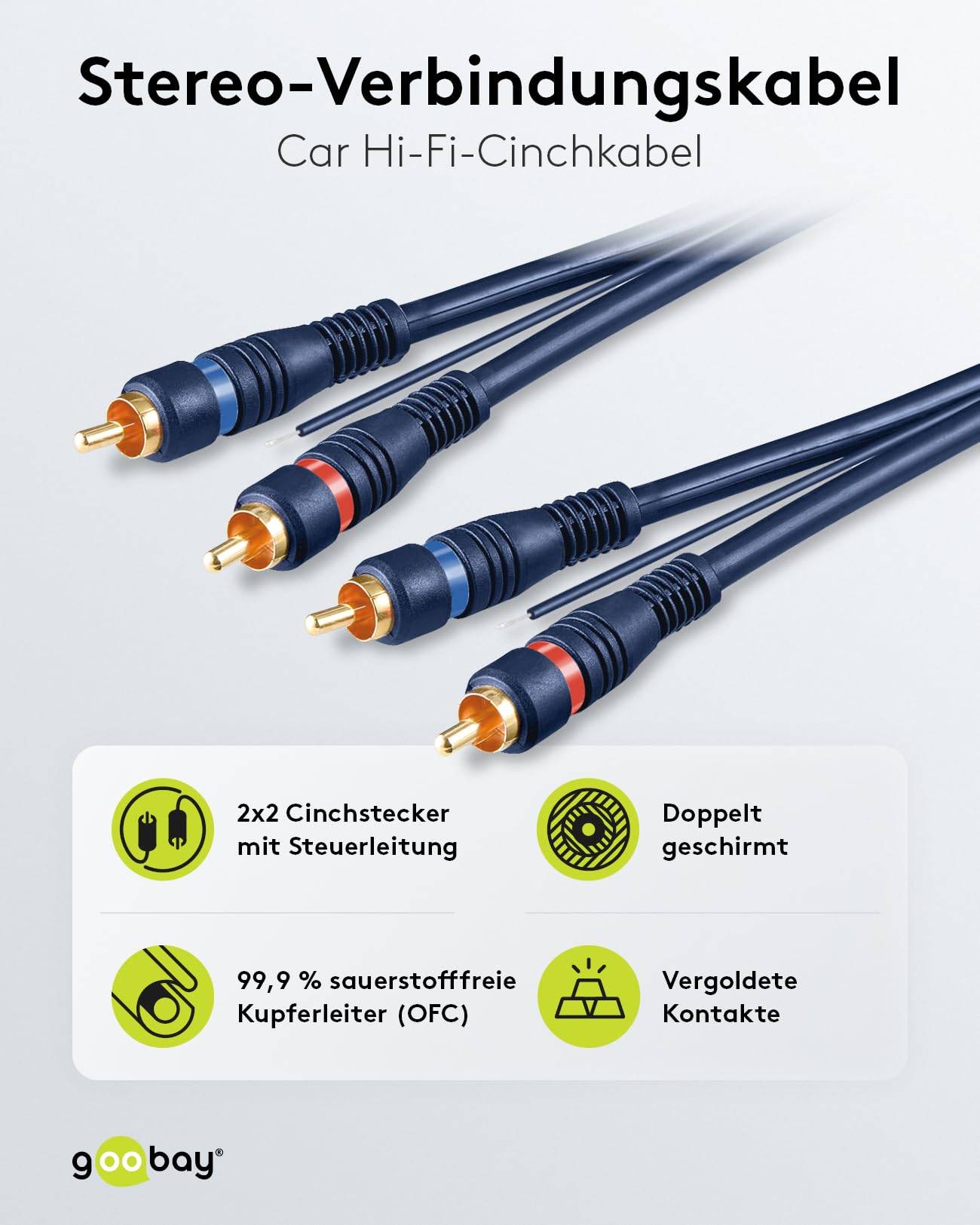 Tulp stereo audio kabel met remote draad - verguld / koper - 5 meter-1