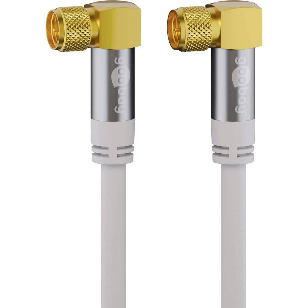 Goobay F (m) - F (m) coaxkabel | 135 dB | koper | haaks | verguld | wit | 3 meter-1