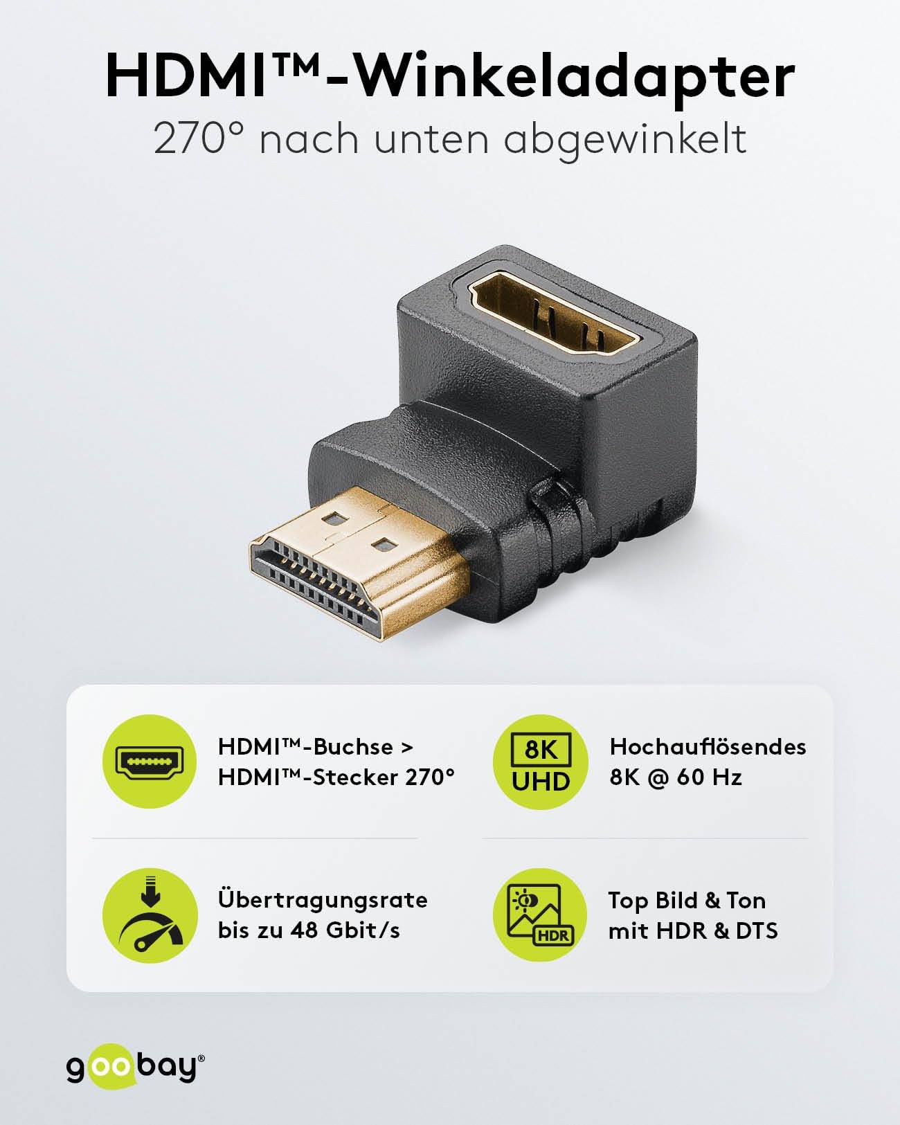 Haakse HDMI adapter naar beneden | HDMI2.1 (8K 60Hz + HDR)-1