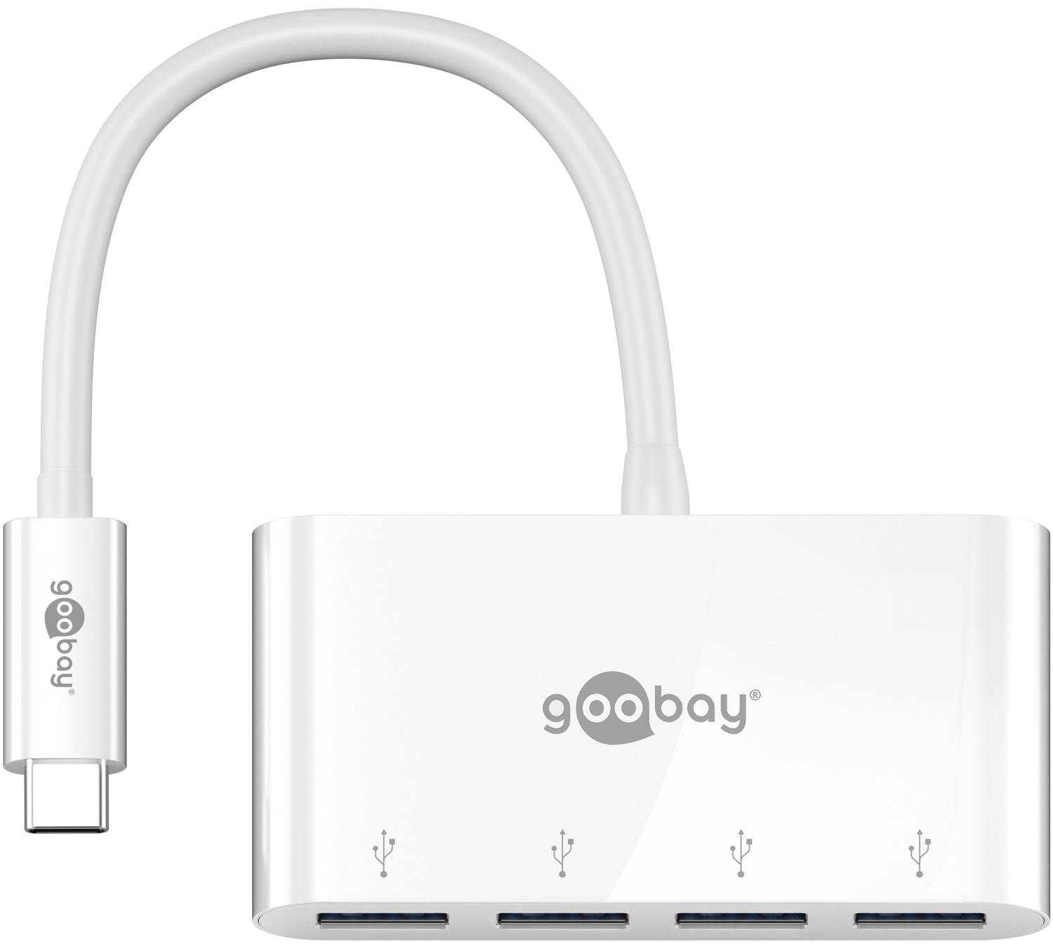 GOOBAY GOOBAY-66274 Hub USB; USB-A aansluiting x4,USB-C-stekker; USB 3.0; PnP; wit - 1 stuk-0