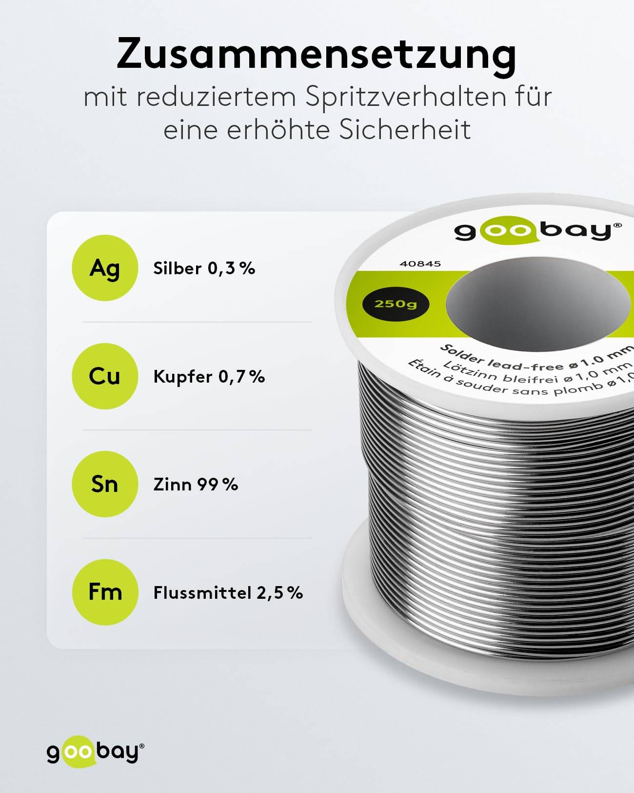 Goobay LZ 1.0mm 250g - bleifrei - Essential Soldeertin Spoel Sn99,3Cu0,7 250 g 1 mm-2