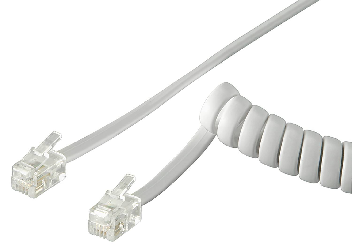 GOOBAY GOOBAY-68601 Kabel: telefonisch; spiraalvormig; wit; Isolatie: PVC; Ader: CCA; 4m - 1 stuk-0