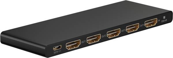 Goobay HDMI splitter 1 naar 4 - HDMI2.0 (4K 60Hz + HDR) / zwart