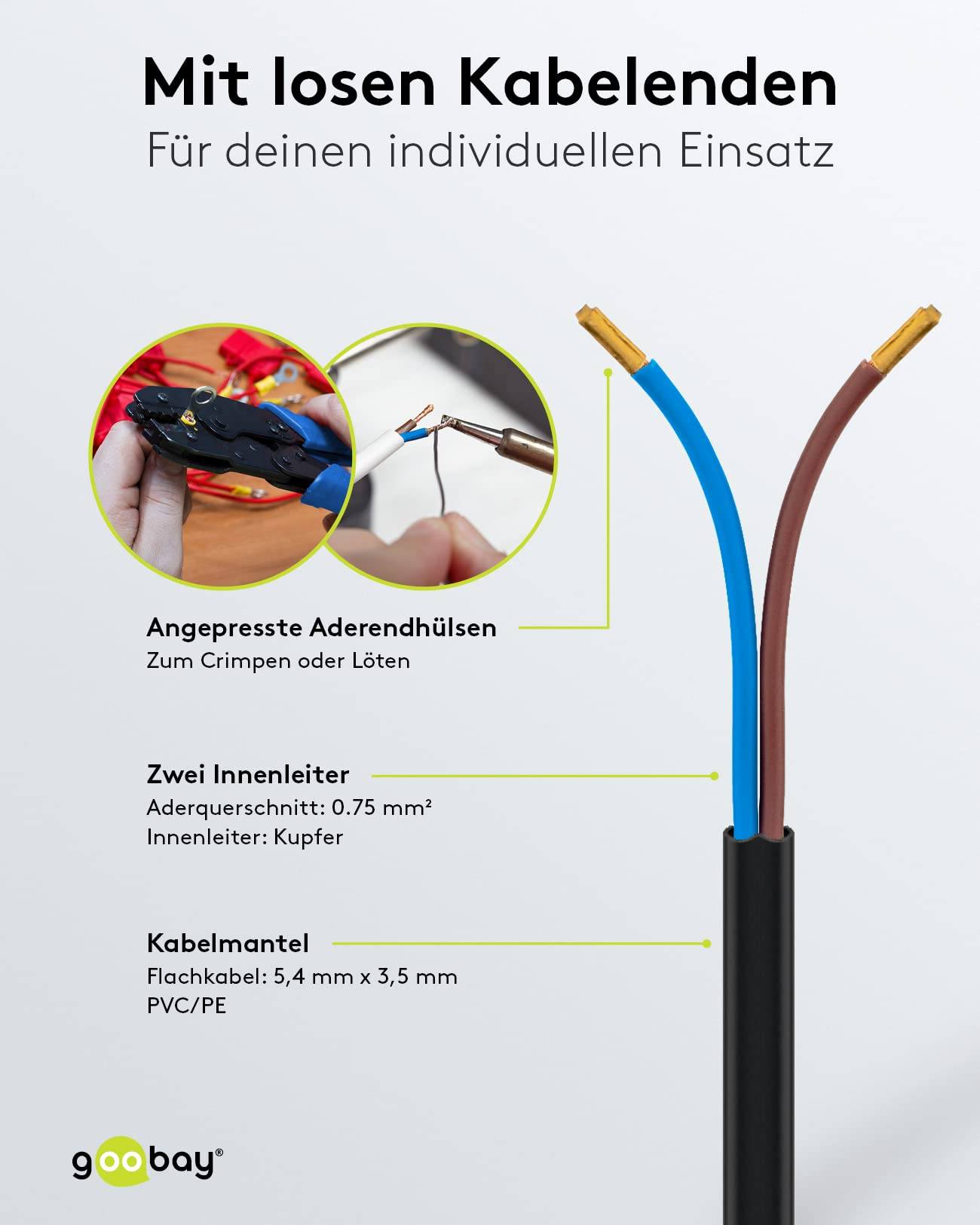 CEE 7/16 - 2-aderig open eind stroomkabel - 2x 0,75mm / zwart - 1,5 meter-1