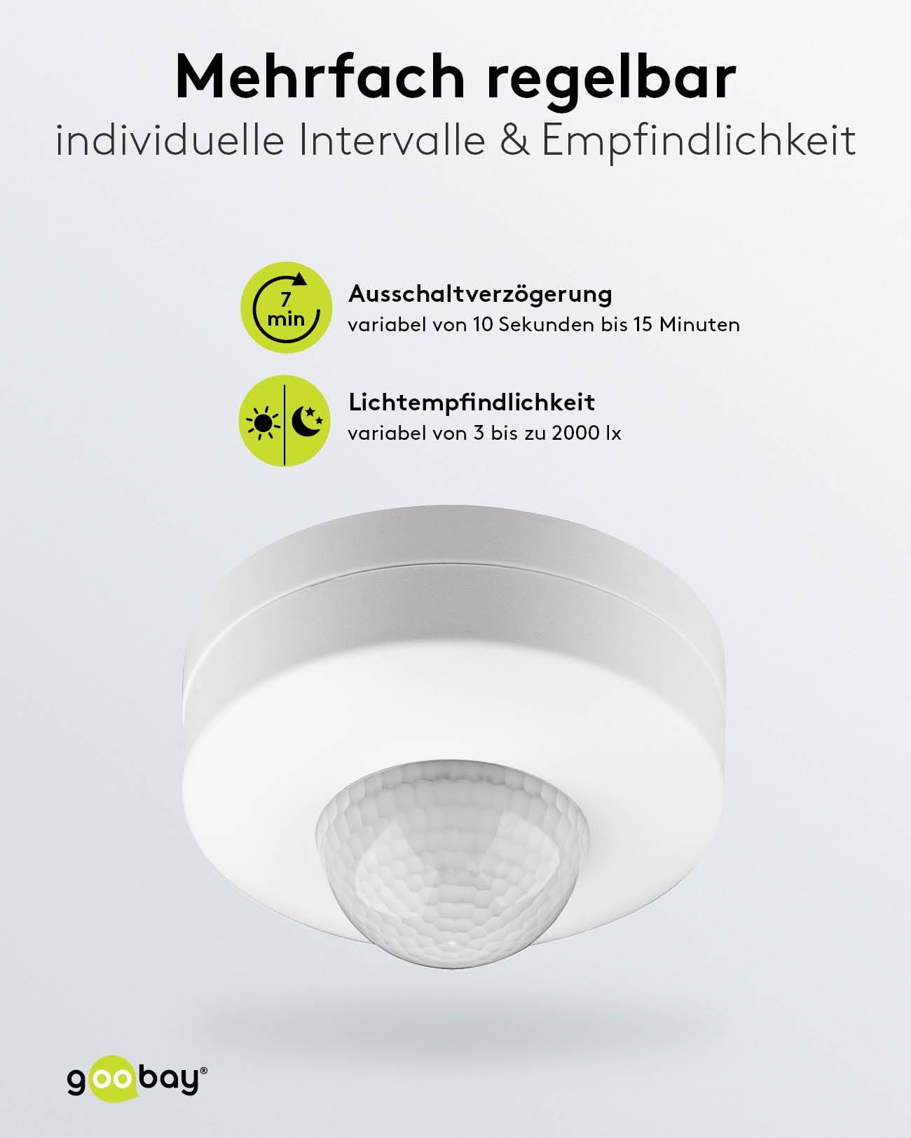 Infrarood bewegingsmelder voor opbouwmontage aan het plafond, 360° detectie, 12 m bereik, voor gebruik binnenshuis...-3