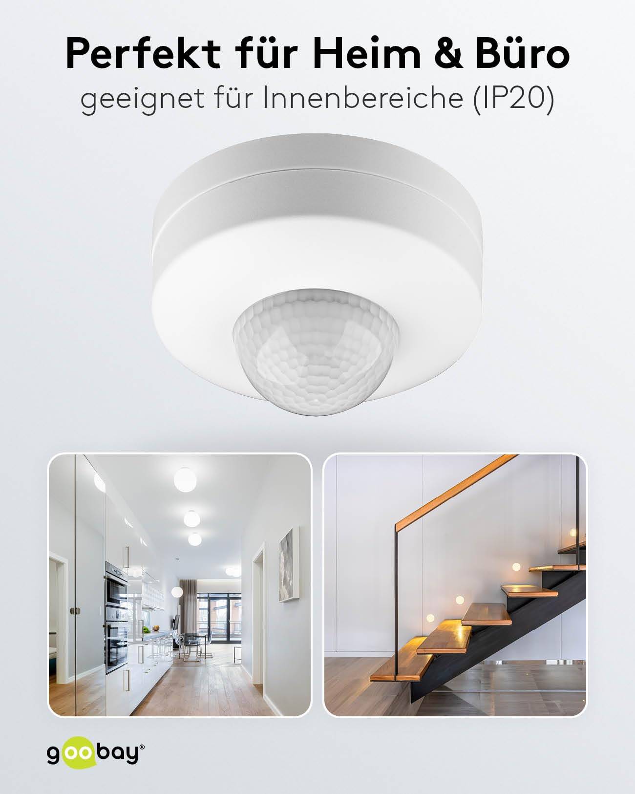 Infrarood bewegingsmelder voor opbouwmontage aan het plafond, 360° detectie, 12 m bereik, voor gebruik binnenshuis...-4