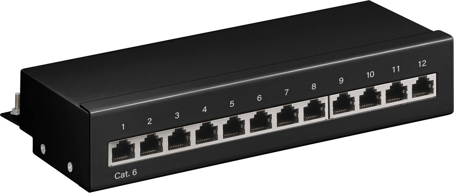 GOOBAY GOOBAY-69307 Patch panel; zwart; RJ45-aansluiting x12; Aantal poorten: 12 - 1 stuk