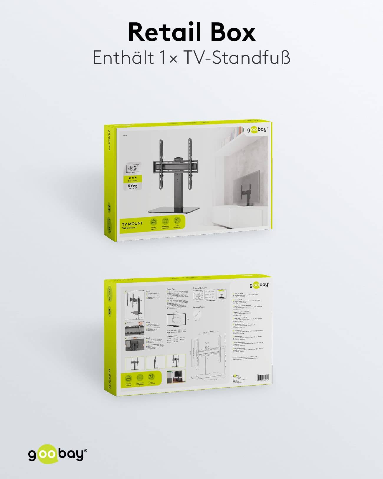 Goobay TV-tafelstandaard | 32-55 inch | draaibaar | verstelbare hoogte-6