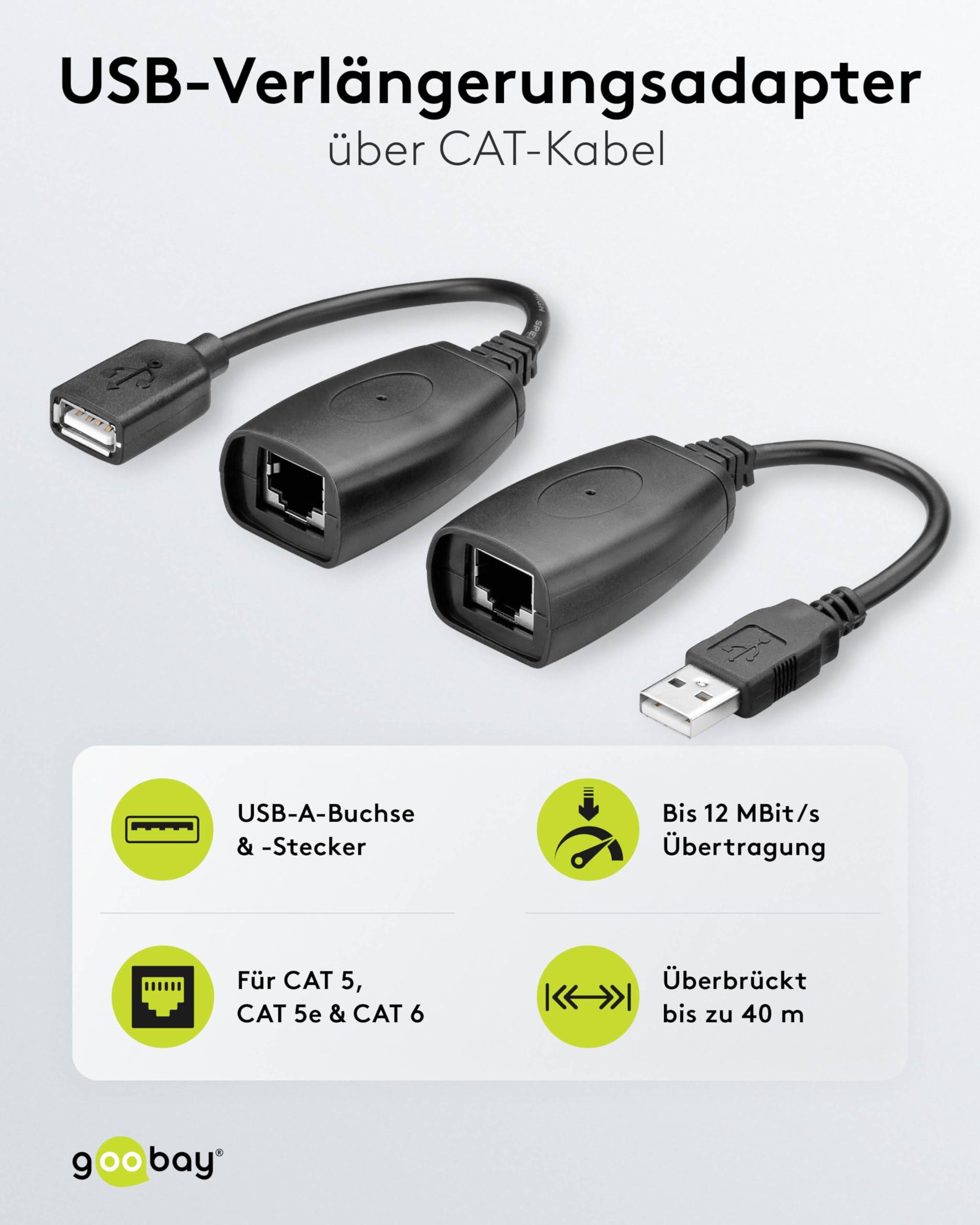 Goobay USB 2.0 Hi-Speed Verlengkabel, Zwart - USB 2.0-stekker (Type A) > USB 2.0-bus (Type A)-1