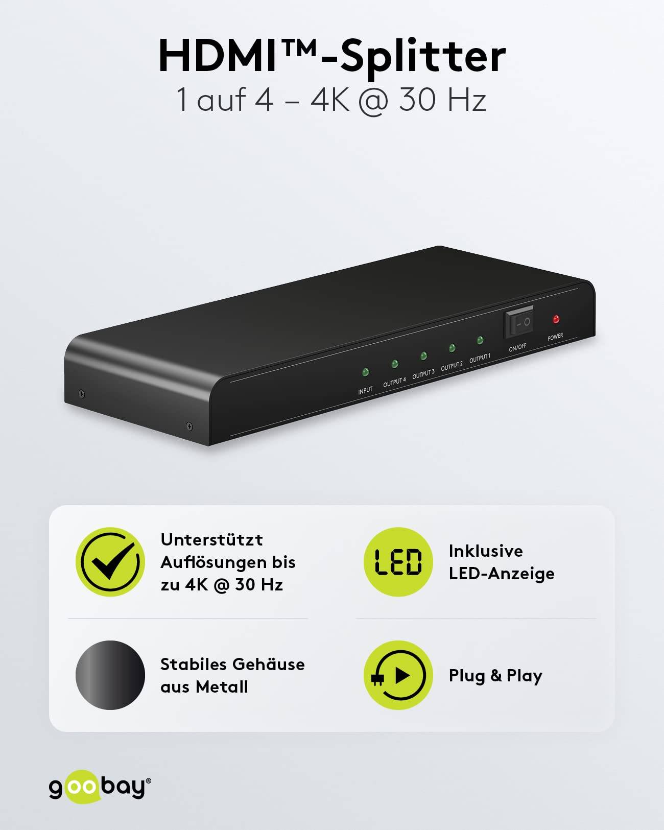 Goobay HDMI™-Splitter 1 auf 4 4K@30Hz-3